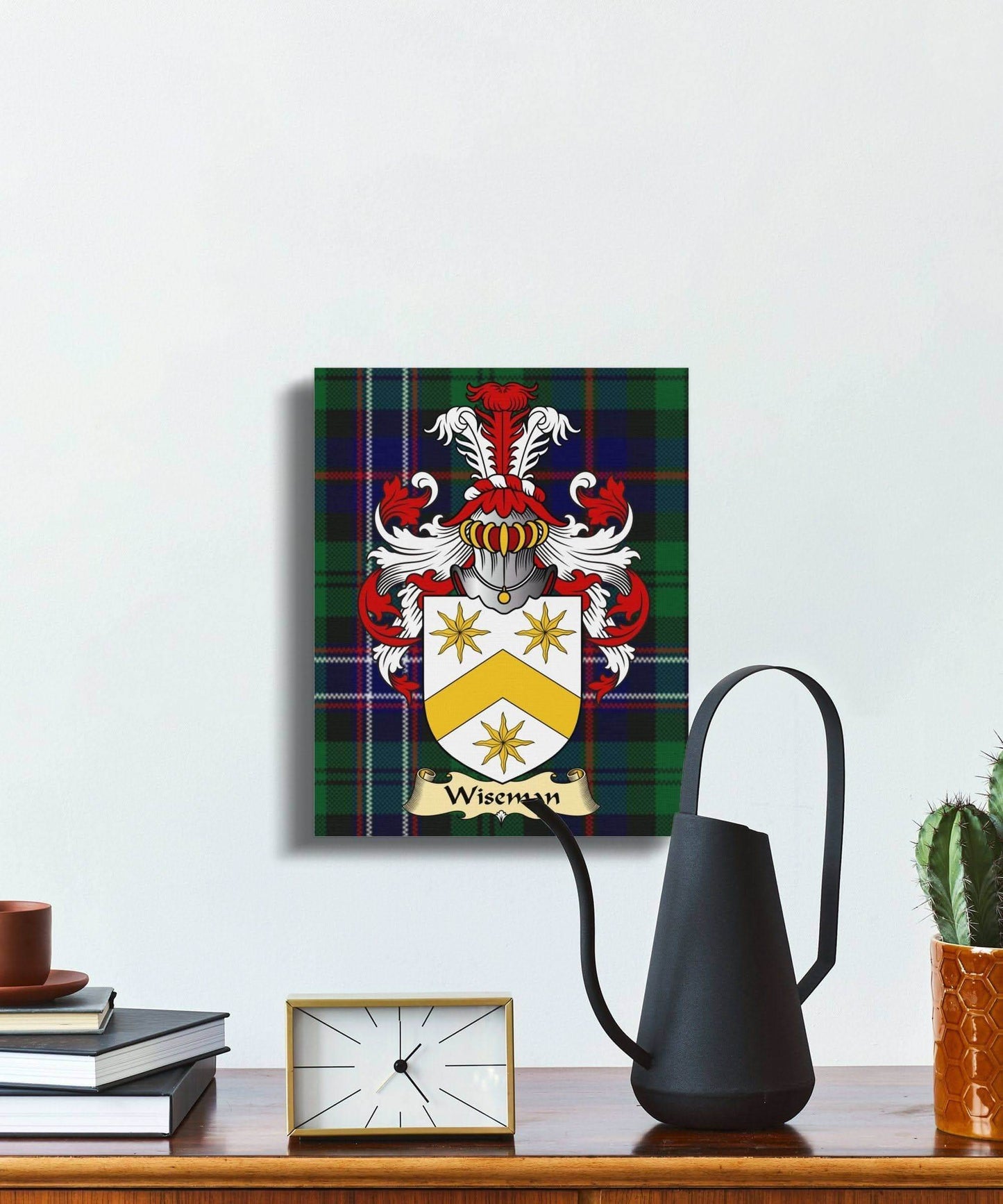 Wiseman Clan Coat of Arms Tartan Canvas Wrap - Celtic Ancestry Gifts