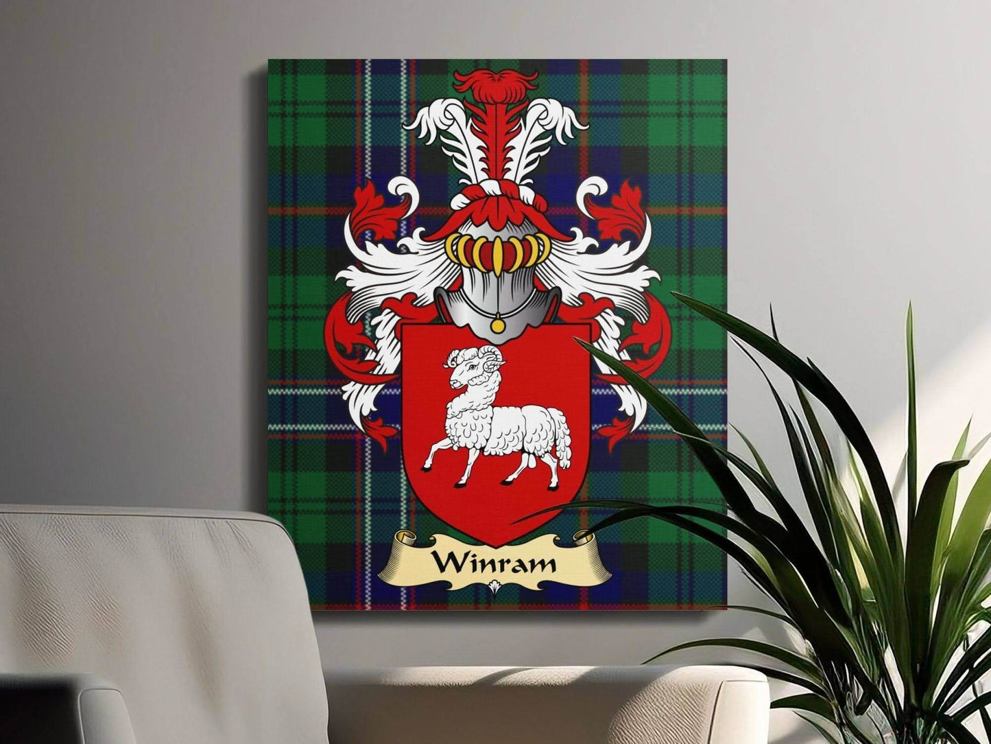 Winram Clan Coat of Arms Tartan Canvas Wrap - Celtic Ancestry Gifts