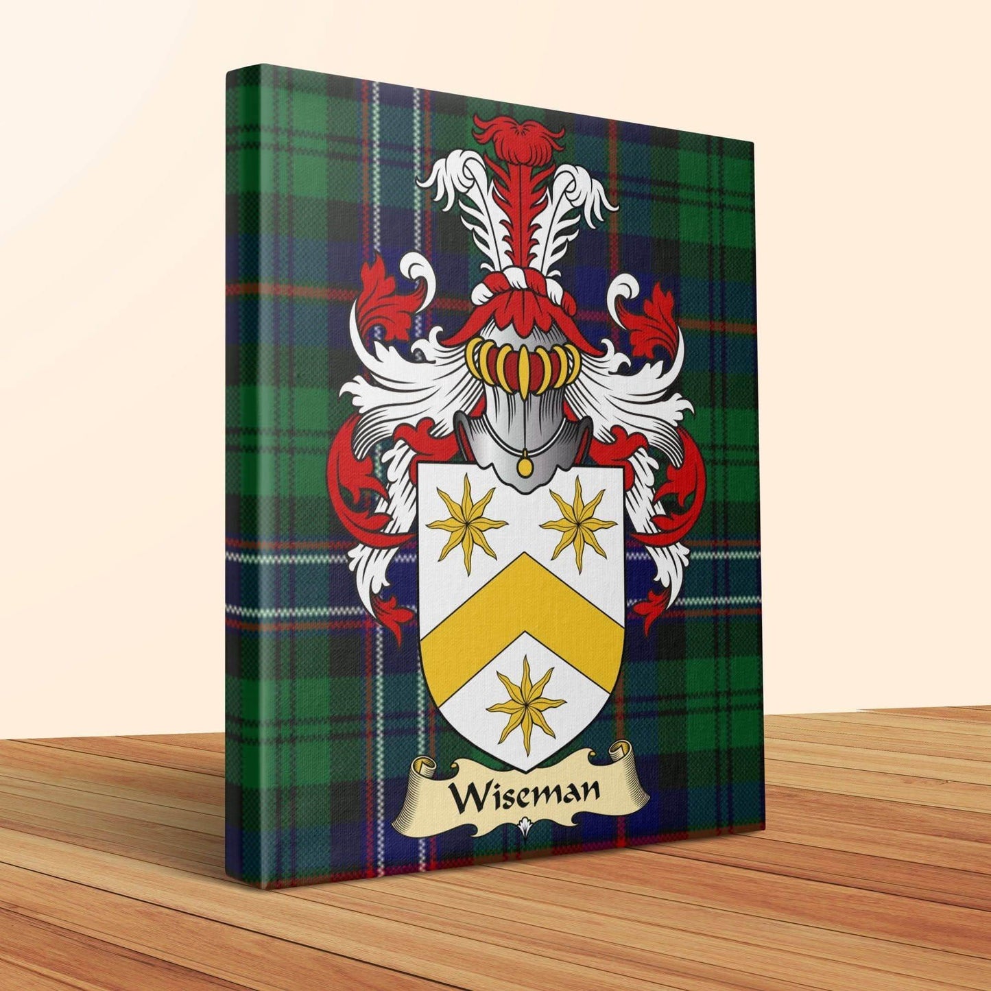 Wiseman Clan Coat of Arms Tartan Canvas Wrap - Celtic Ancestry Gifts