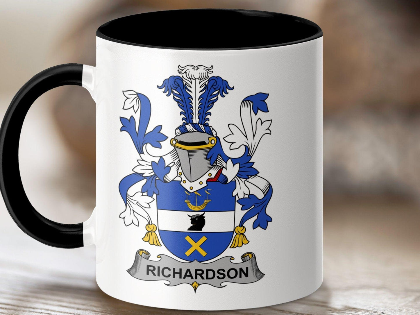 Richardson Family Crest Mug, Custom Family Name Mug, Heraldry Mug, Personalized Coat of Arms Mug, Ancestry Gift - Celtic Ancestry Gifts