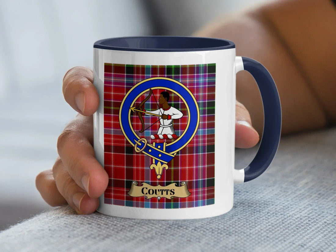 Coutts family crest mug, an Aberdeenshire Scottish heritage gift