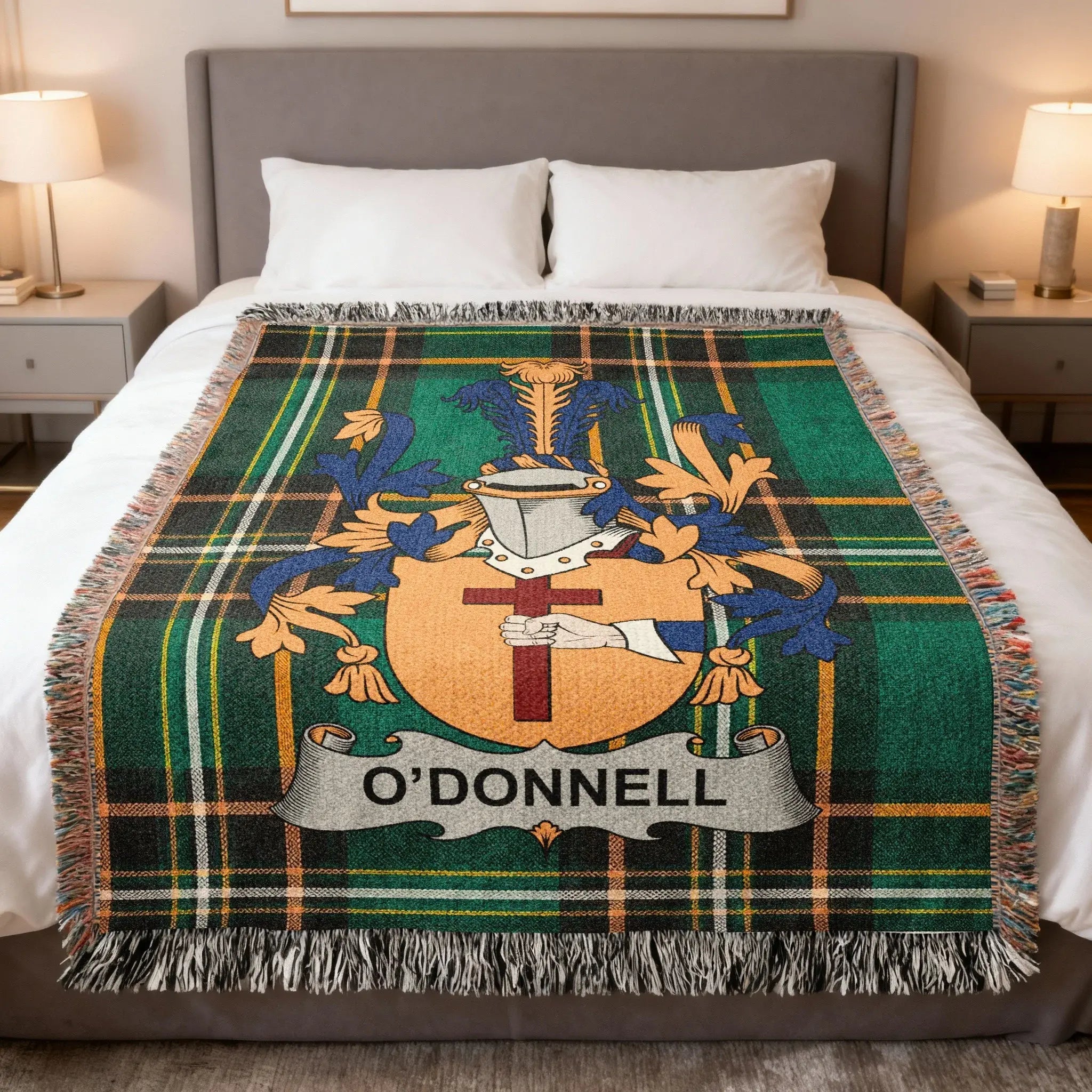 O'Donnell Irish heritage surname woven blanket — celebrating the history, origins, and Ó Domhnaill heritage of the lords of Tyrconnell and one of Ulster's greatest Gaelic dynasties
