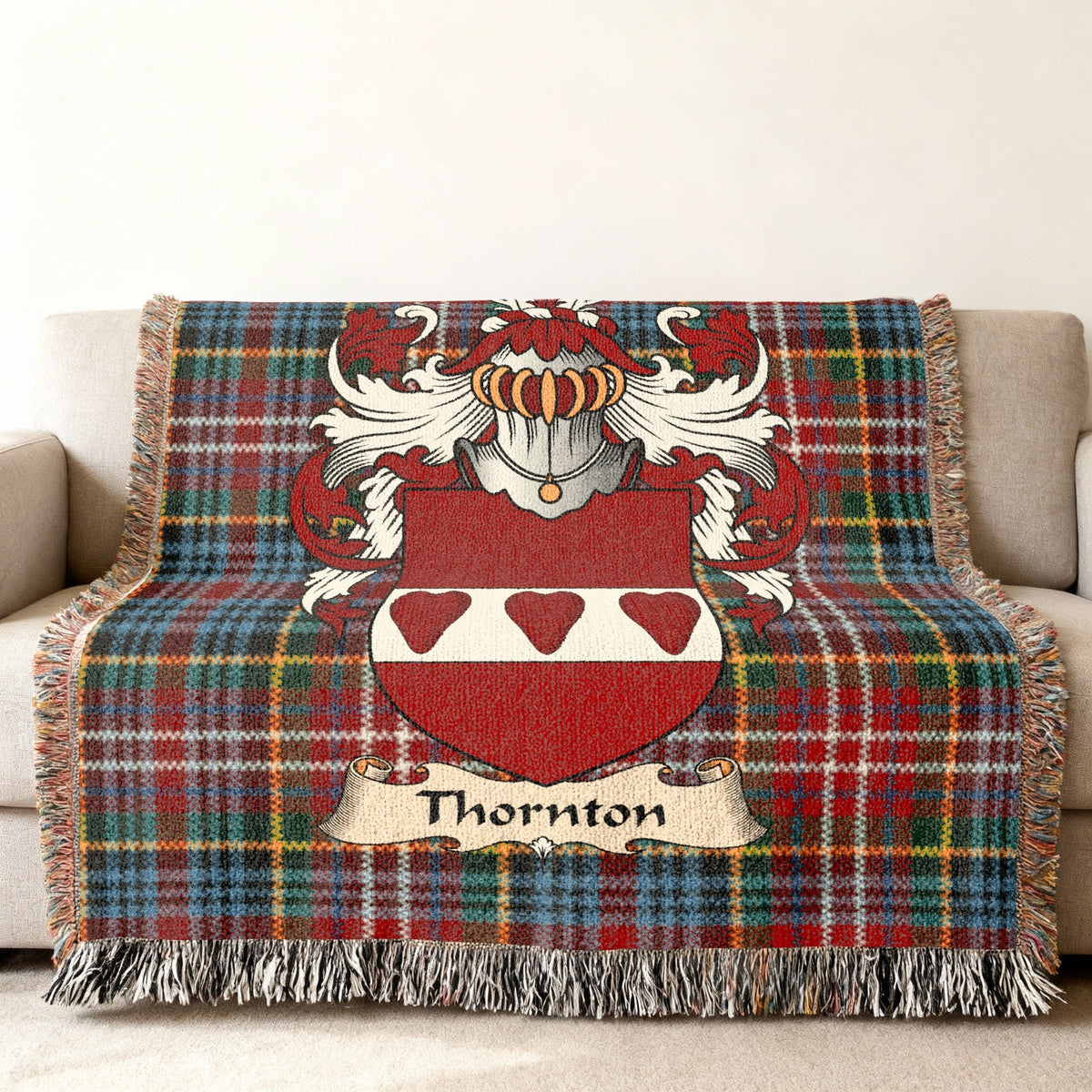 Thornton surname heritage design on a woven blanket