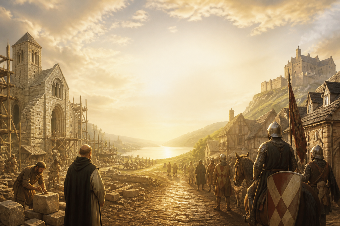 Illustration of Scottish barons sealing the Declaration of Arbroath at Arbroath Abbey in 1320.