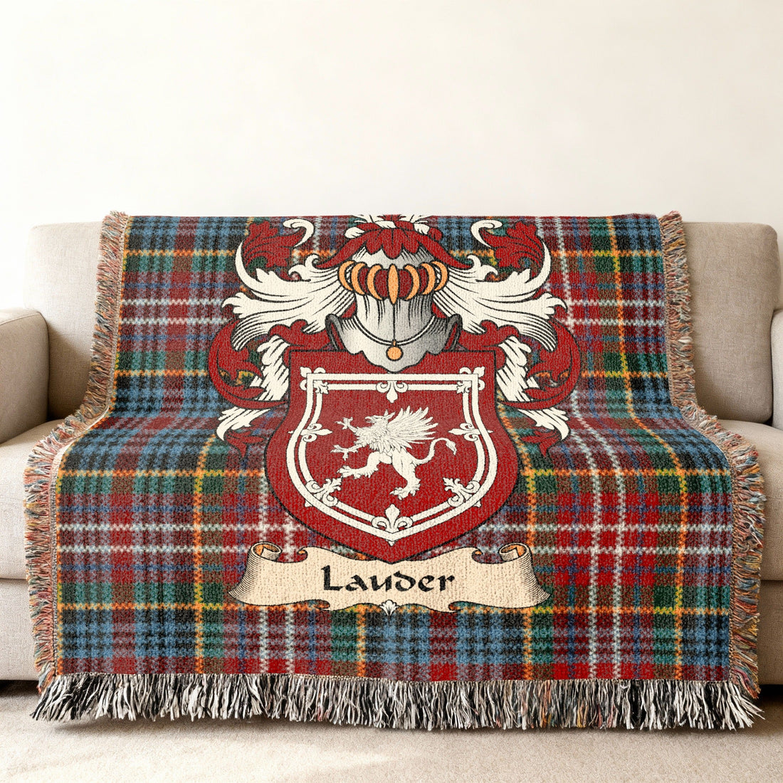 Exact-name Lauder heritage design displayed on a woven blanket
