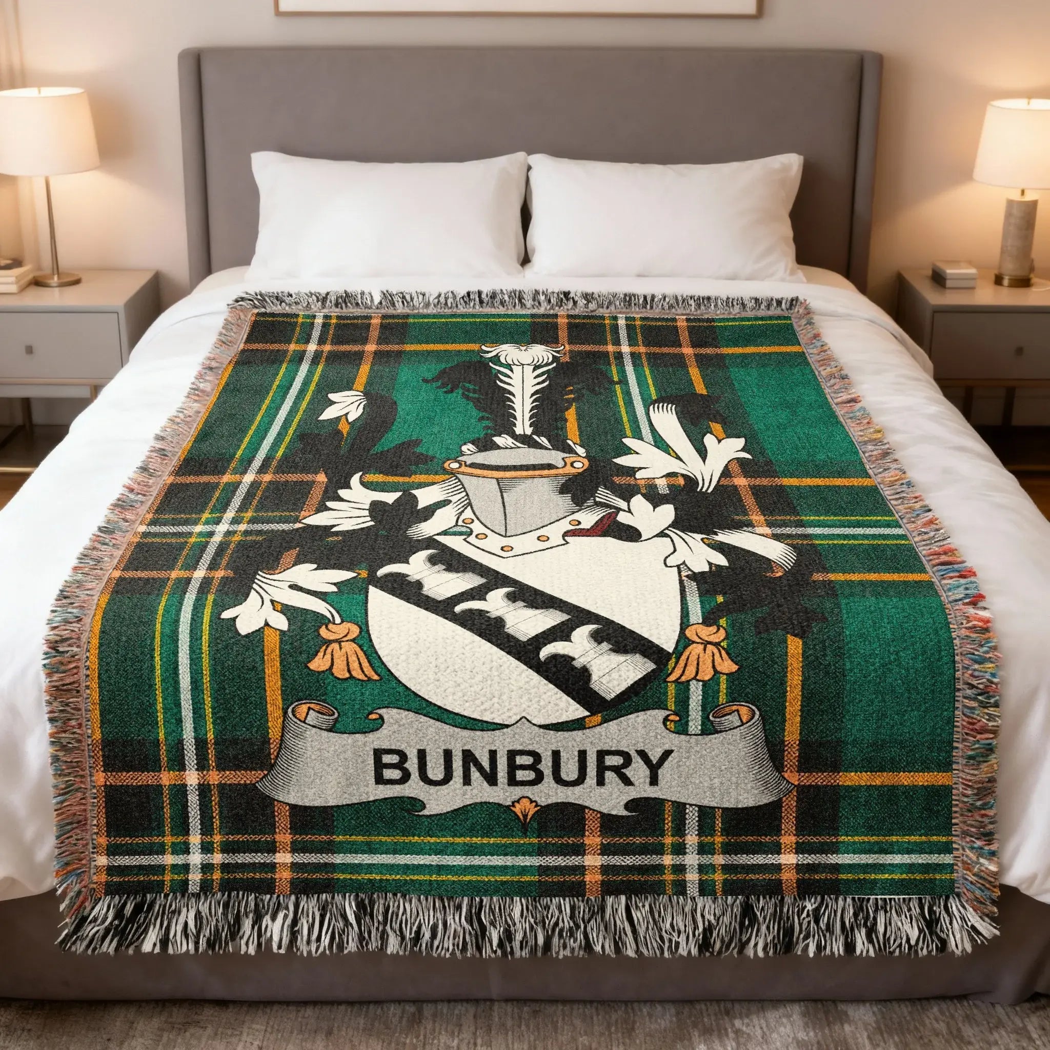 Bunbury Irish heritage woven blanket in the Lisnavagh Carlow design