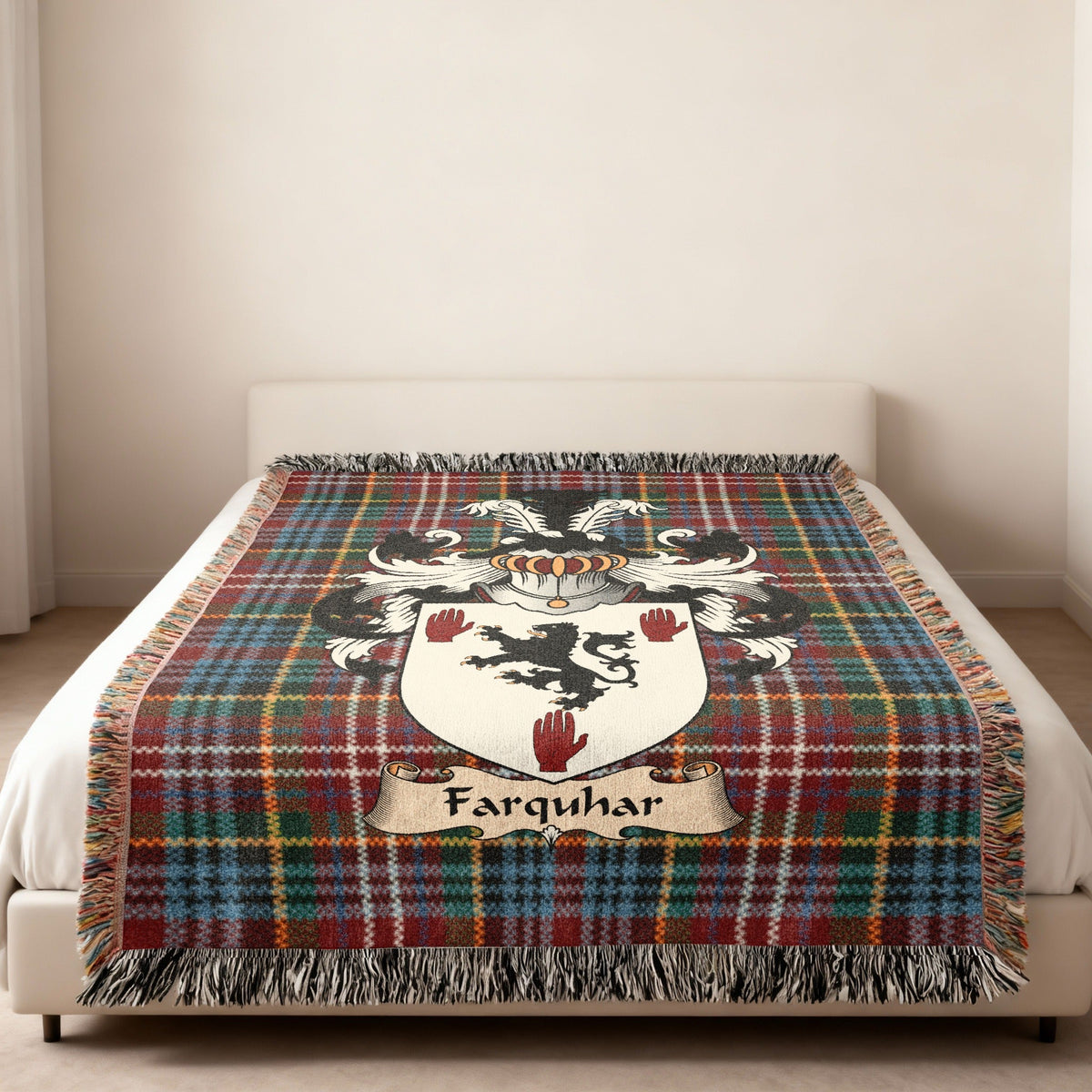 Farquhar surname heritage design on an exact-name woven blanket