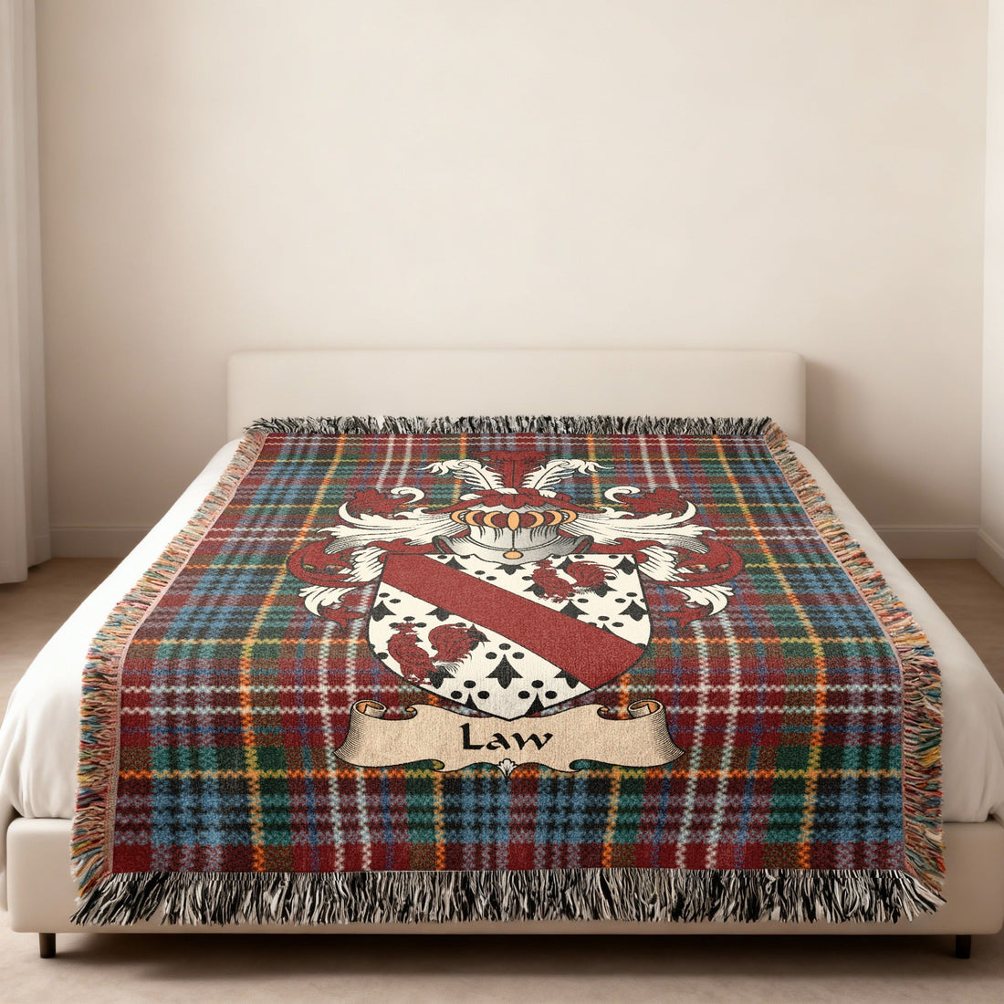 Exact-name Law heritage design displayed on a woven blanket