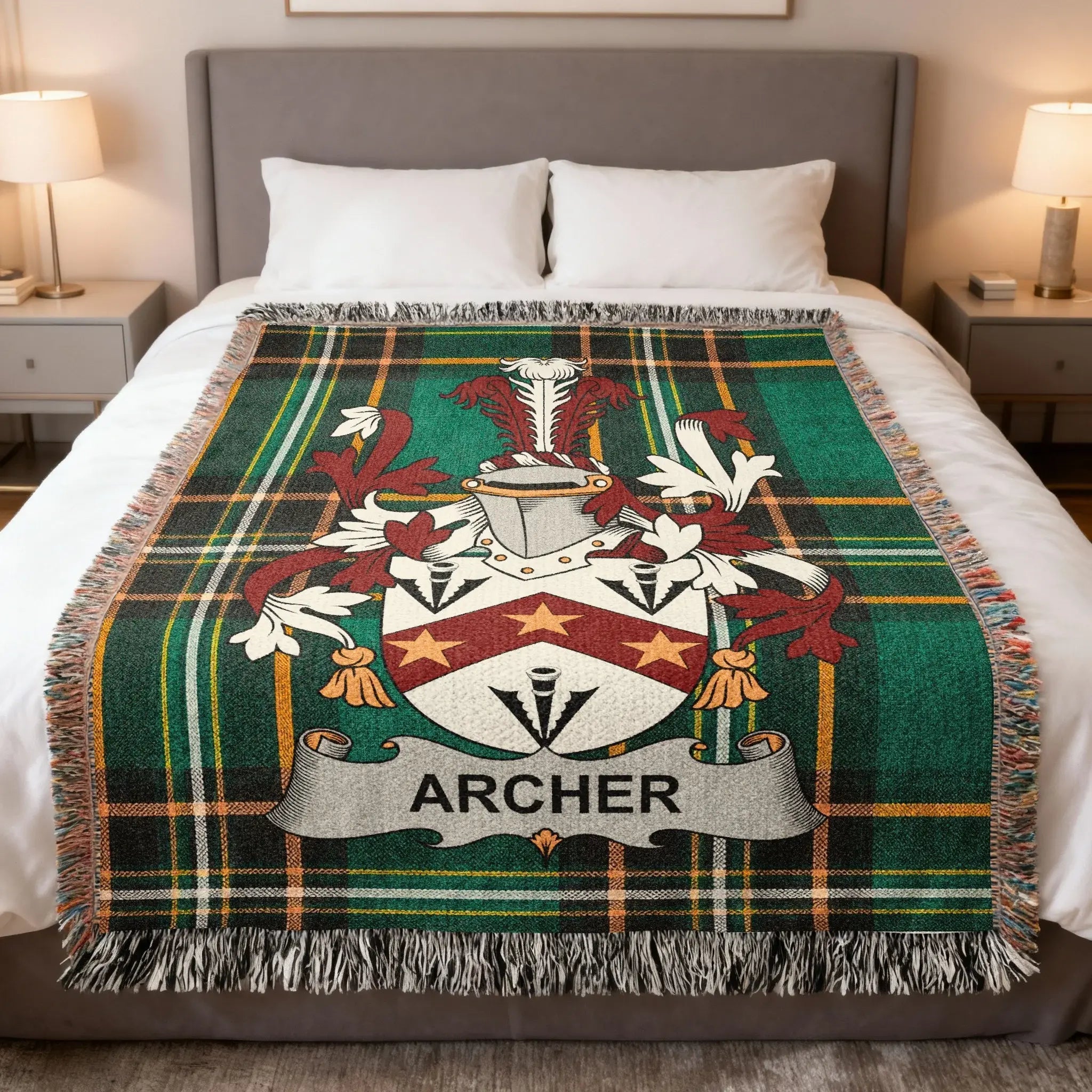 Archer Irish heritage woven blanket — celebrating the Norman origins and Kilkenny heritage of the Archer family