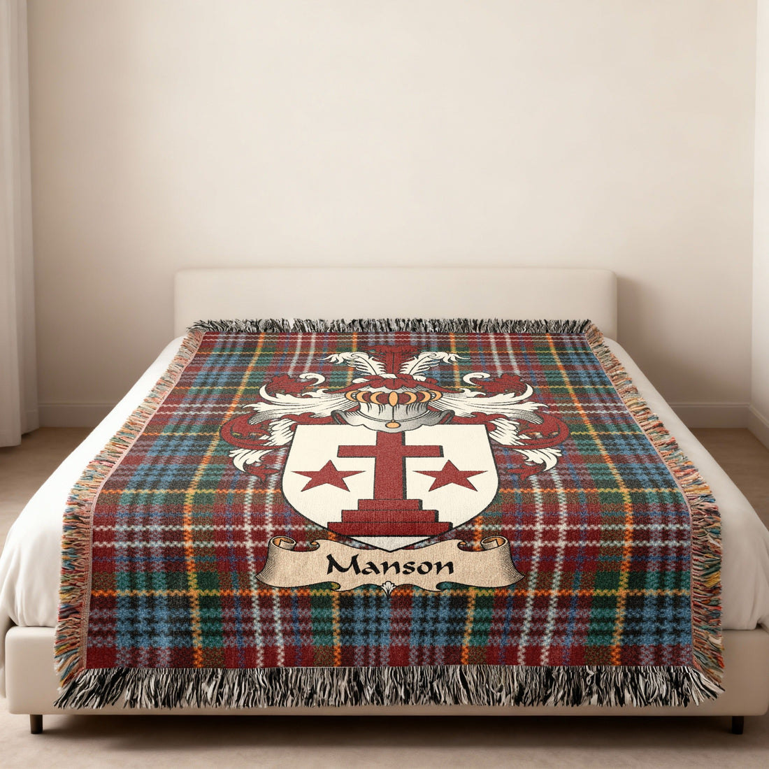 Exact-name Manson heritage design displayed on a woven blanket