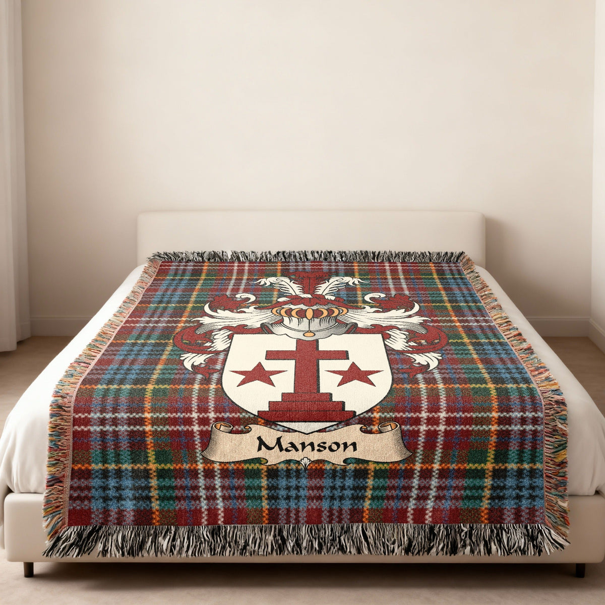 Exact-name Manson heritage design displayed on a woven blanket