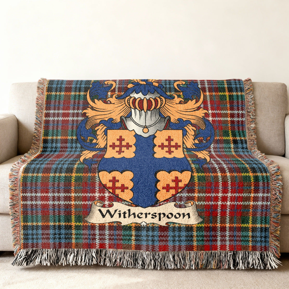 Witherspoon surname heritage design on a woven blanket