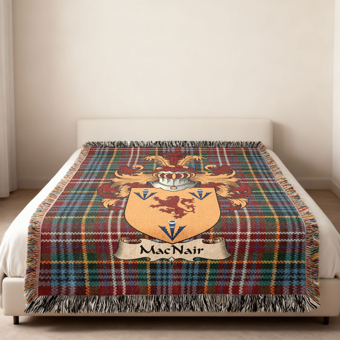 Exact-name MacNair heritage design displayed on a woven blanket