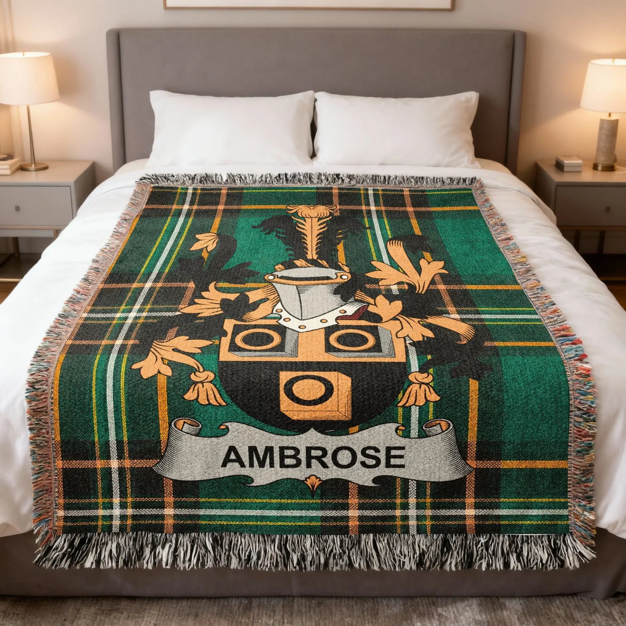 Ambrose Irish heritage woven blanket — celebrating the Mac Ambrois origins and Connacht heritage of the Ambrose family