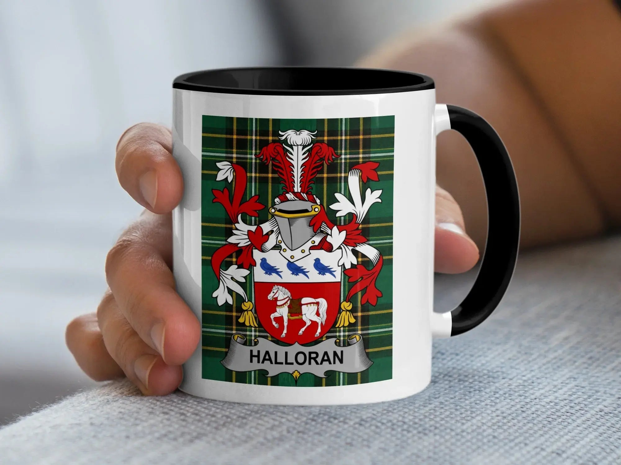 Halloran Irish heritage surname mug — celebrating the history, origins, and Ó hAllmhuráin heritage of one of Connacht and Clare's most enduring Gaelic families