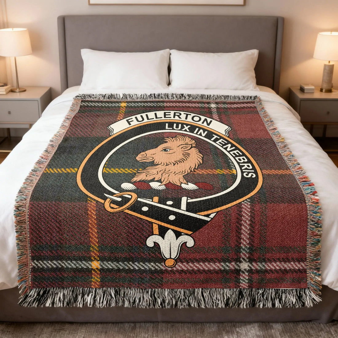 Fullarton family crest woven blanket, an Ayrshire Scottish heritage gift