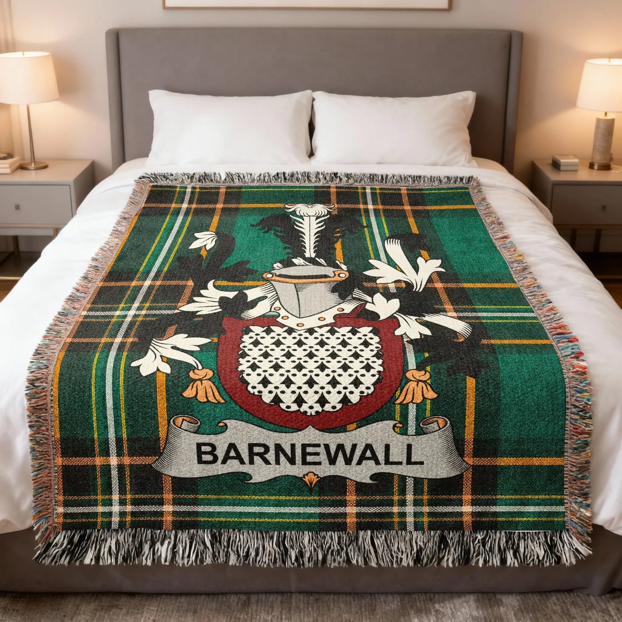 Barnewall Irish heritage woven blanket — celebrating the Norman Bernevall origins and Pale heritage of the Barnewall family
