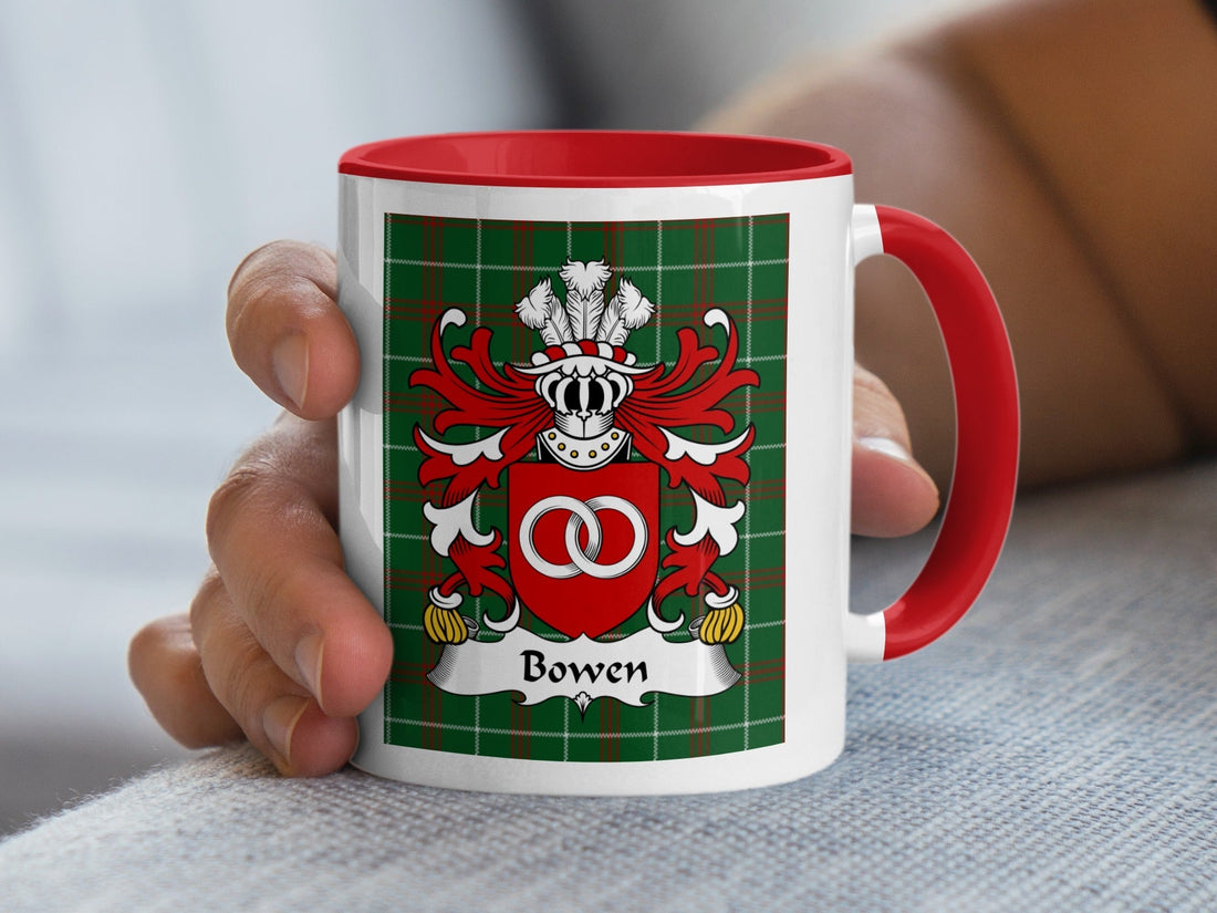 Bowen Welsh surname heritage mug, an example of how the ap/ab patronymic naming system became a fixed Welsh surname