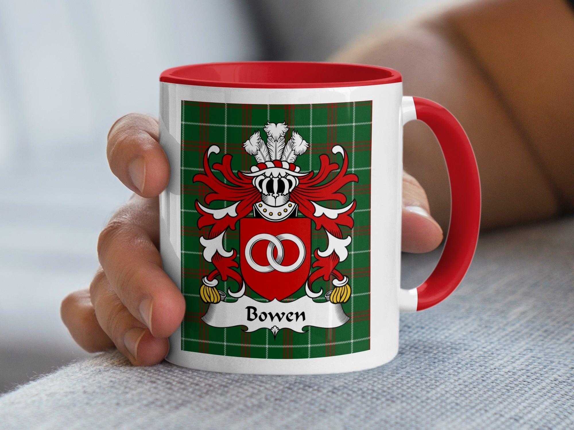 Bowen Welsh surname heritage mug, an example of how the ap/ab patronymic naming system became a fixed Welsh surname