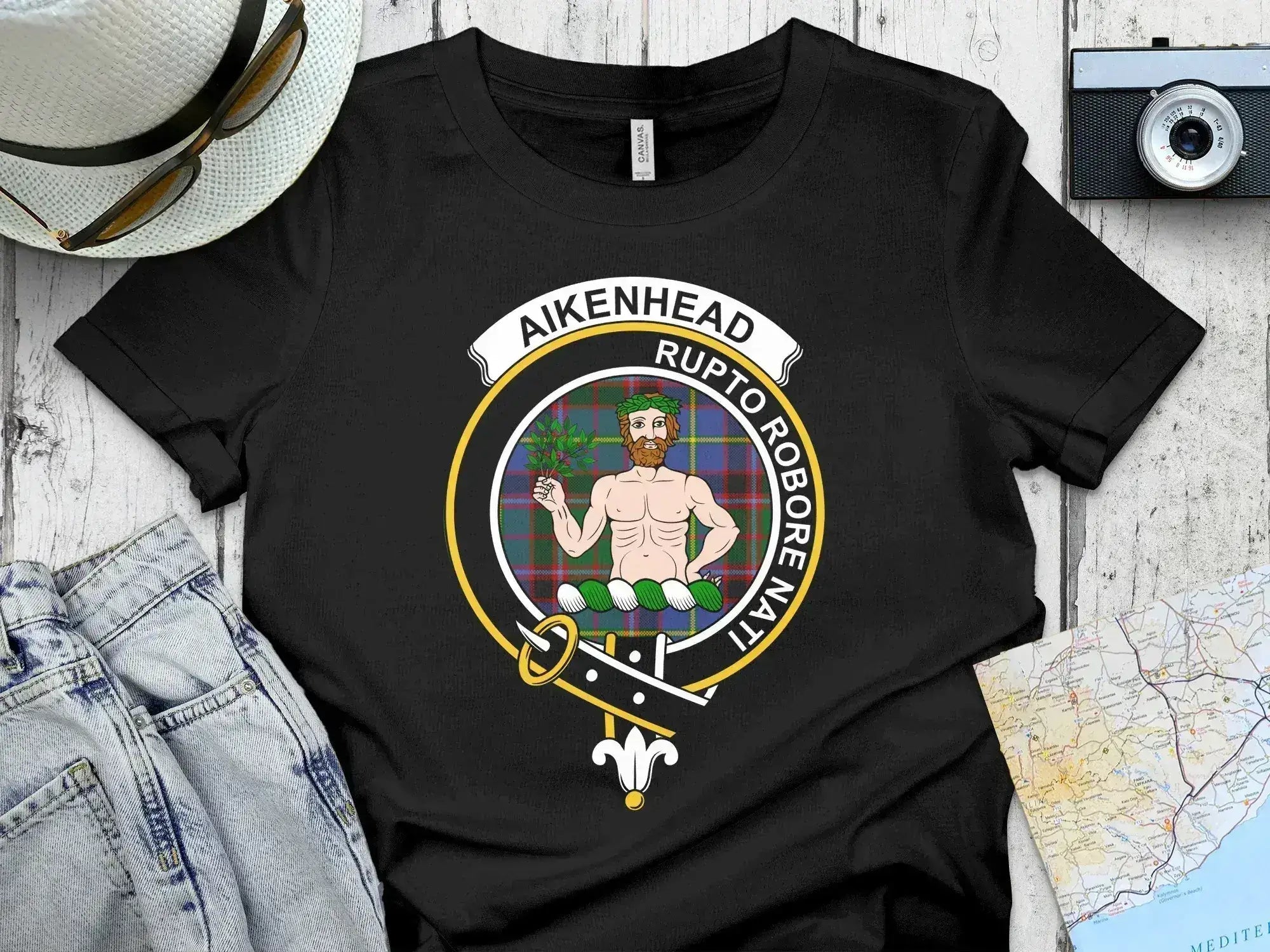 Aikenhead clan crest tartan printed t-shirt
