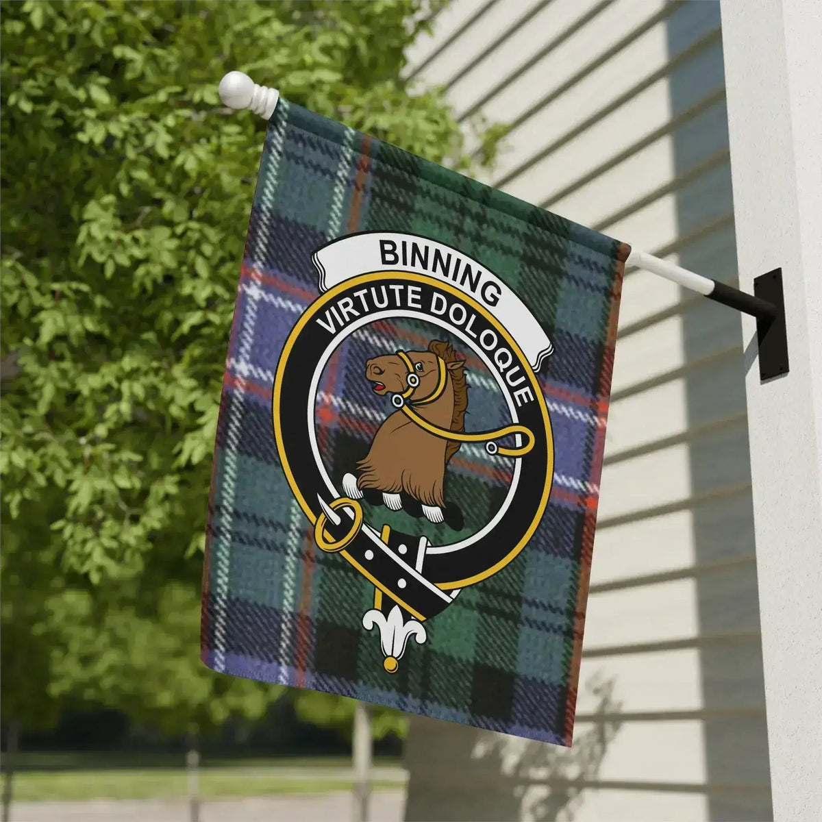 Binning clan Scottish tartan garden flag
