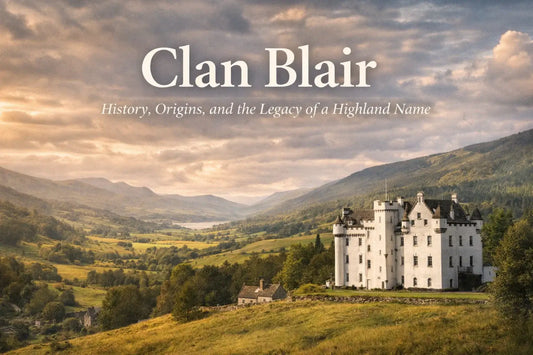 Clan Blair history blog header image featuring Blair Castle in the Scottish Highlands