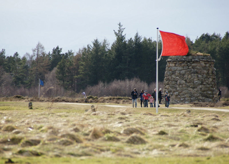 Clan gravestones on Culloden Moor near Inverness marking the mass graves of Jacobite clansmen who fell on 16 April 1746, where Cameron, Fraser, MacDonald, Murray, MacLean, and Stewart regiments made their last stand