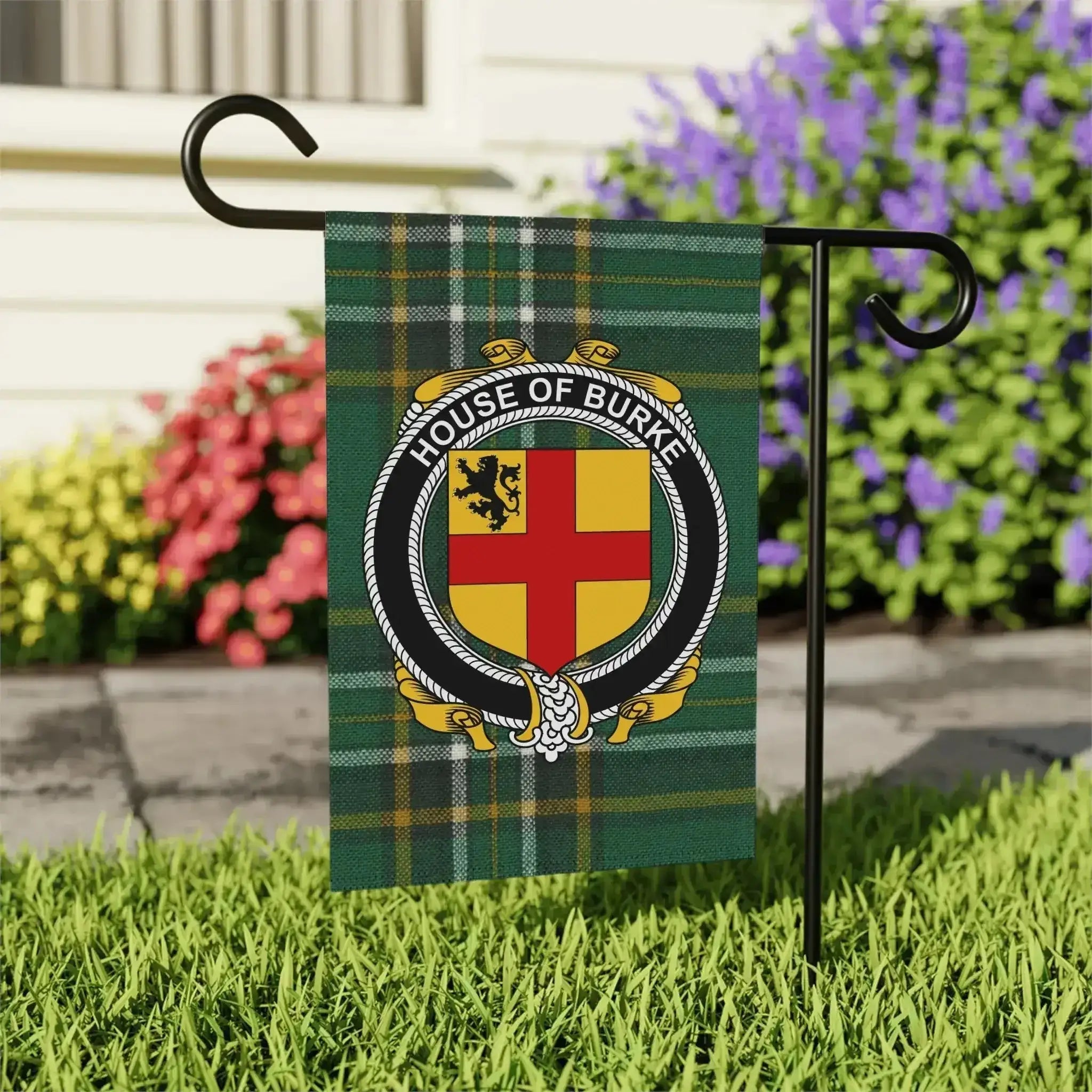 Burke Irish heritage garden flag — celebrating the history, origins, and de Burgh heritage of one of Connacht's most enduring Norman-Irish dynasties