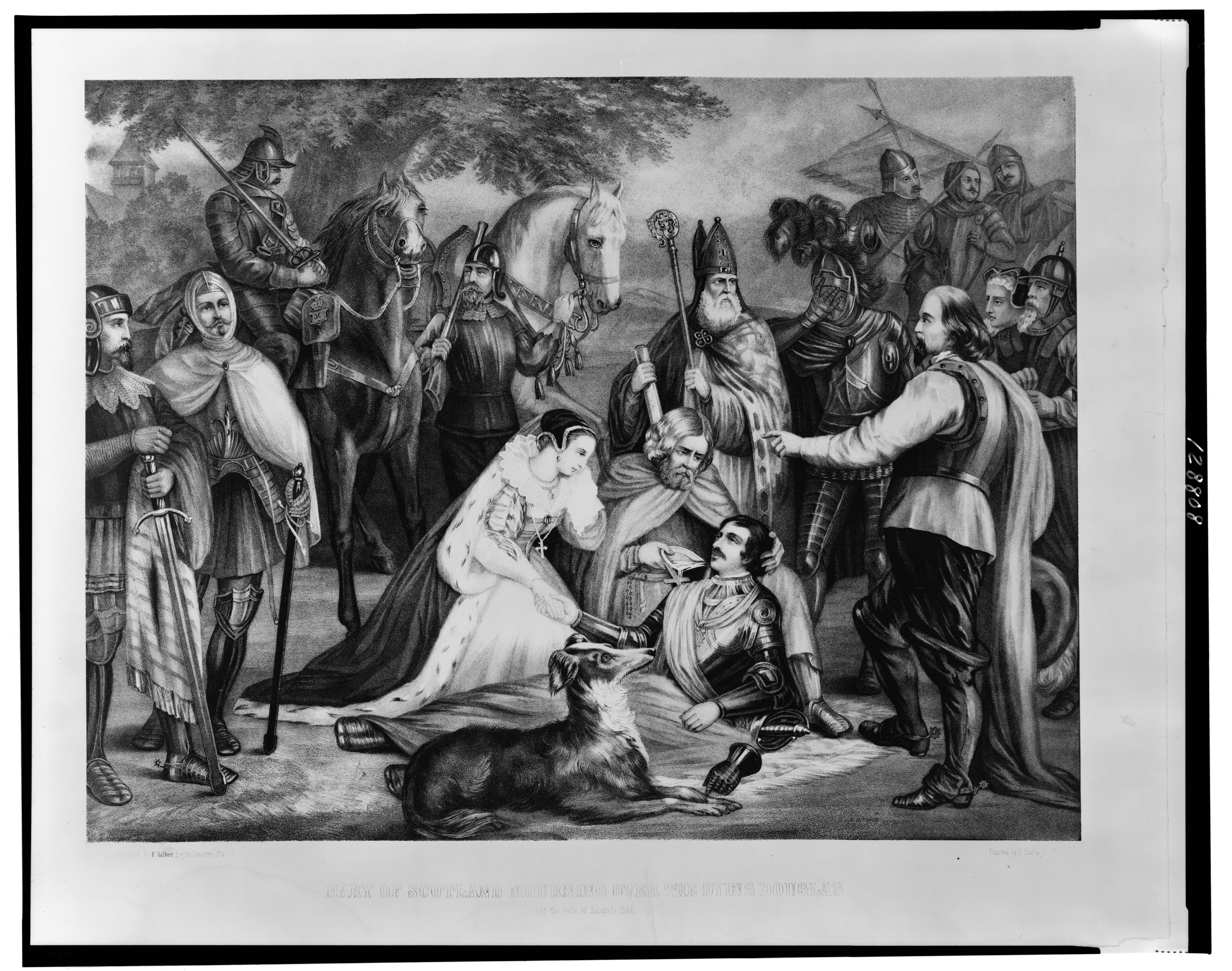 A painting depicting Mary Queen of Scots watching the Battle of Langside in 1568, the final defeat of her forces by the Regent Moray's army near Glasgow that sent her into nineteen years of English captivity before her execution at Fotheringhay in 1587