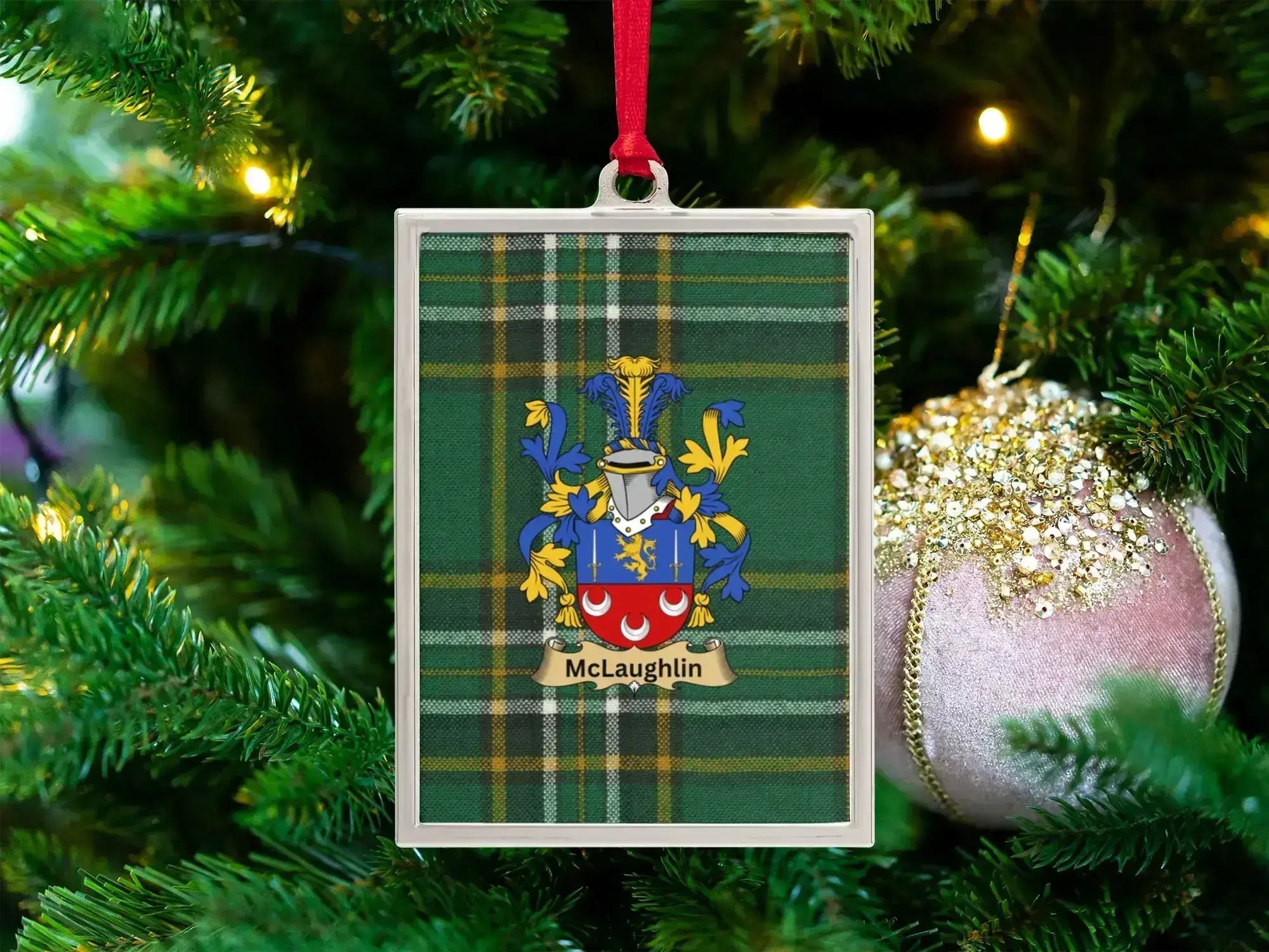 McLaughlin Irish heritage ornament — celebrating the history, Ulster origins, and Mac Lochlainn Gaelic roots of the McLaughlin surname from Donegal and Derry