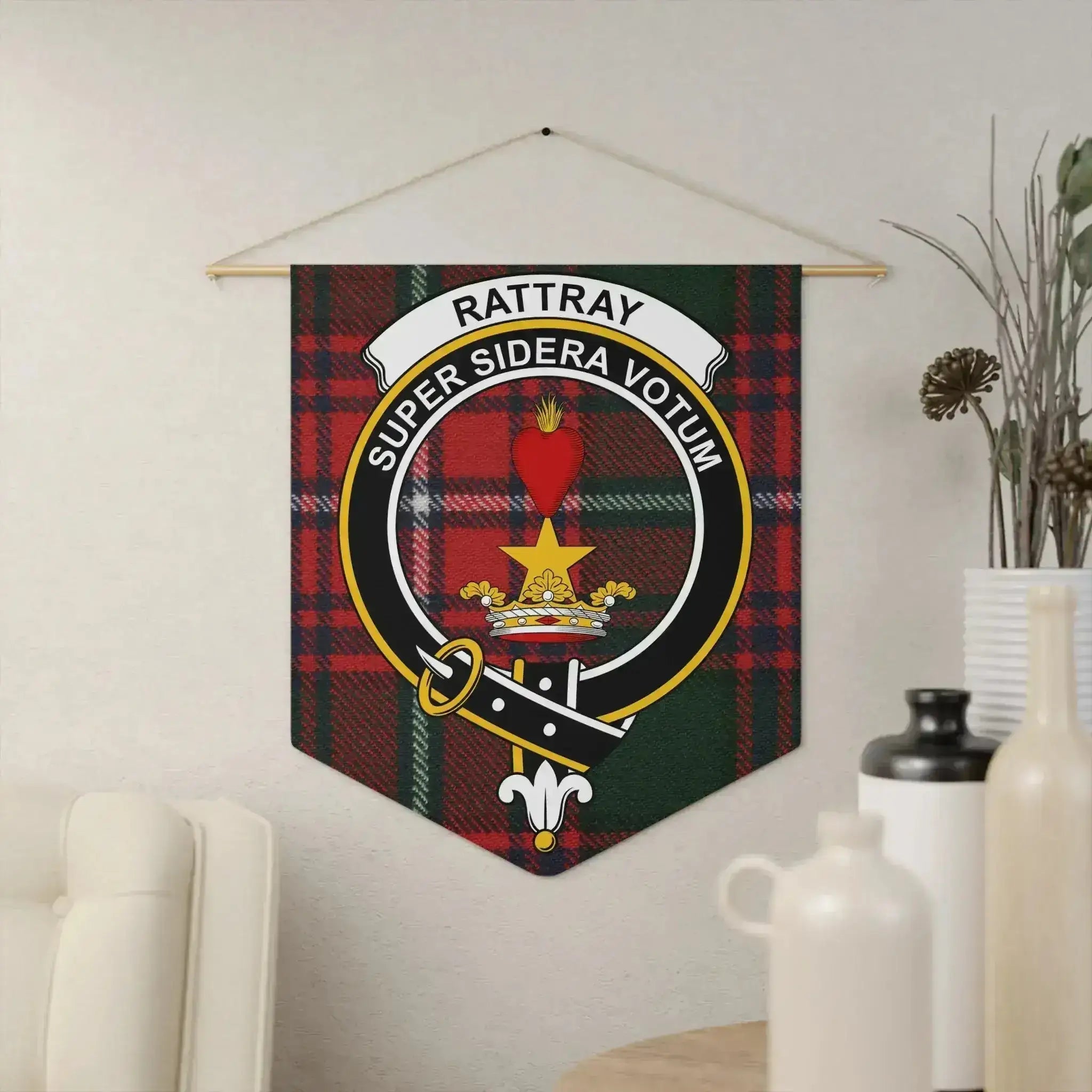Clan Rattray tartan and crest with motto