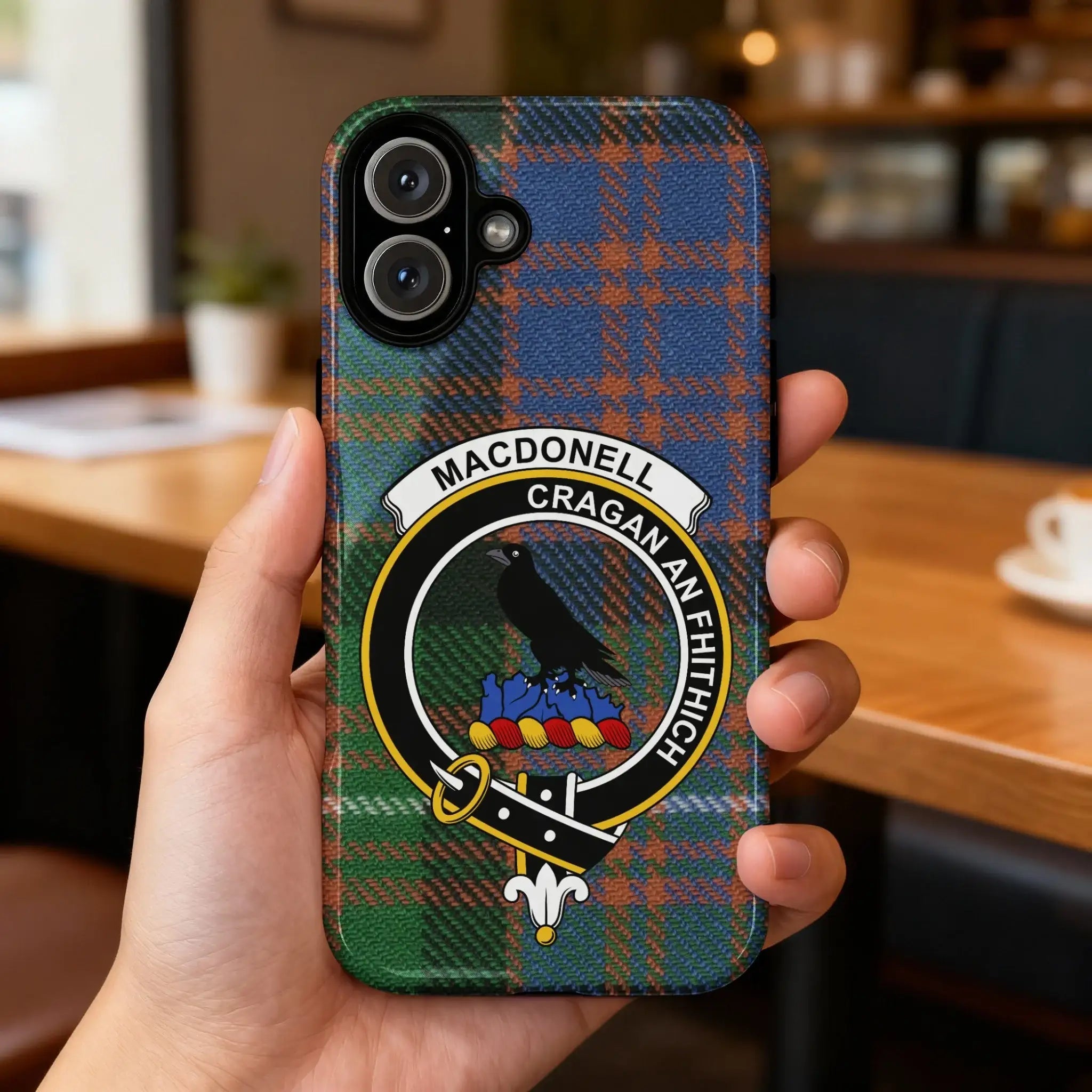 Clan MacDonell tartan and crest with motto