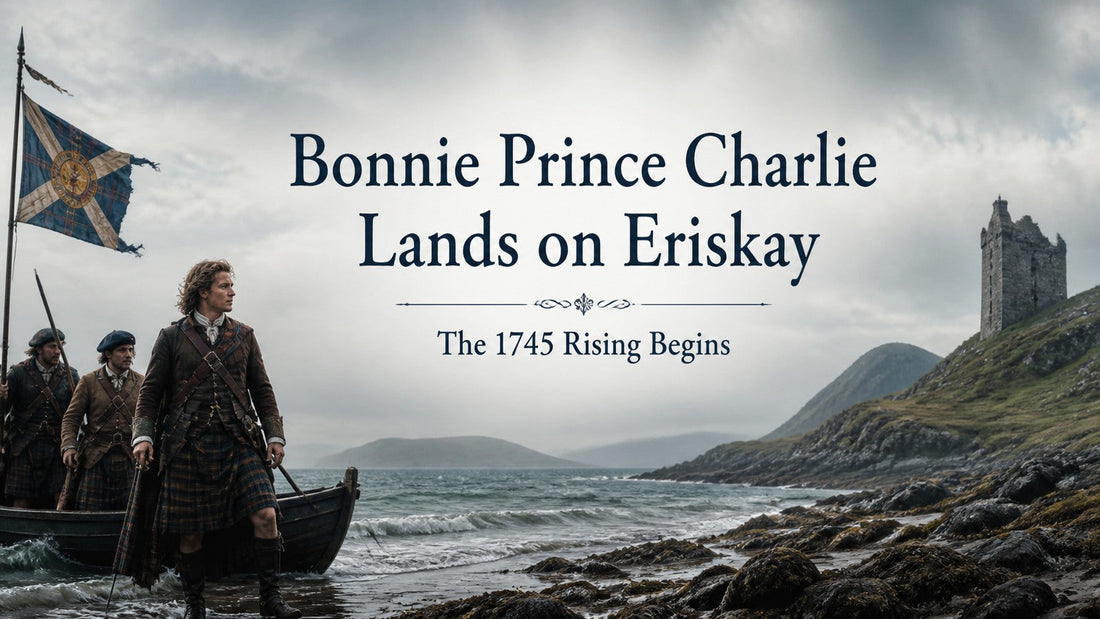 Bonnie Prince Charlie and companions landing on the Hebridean island of Eriskay in 1745