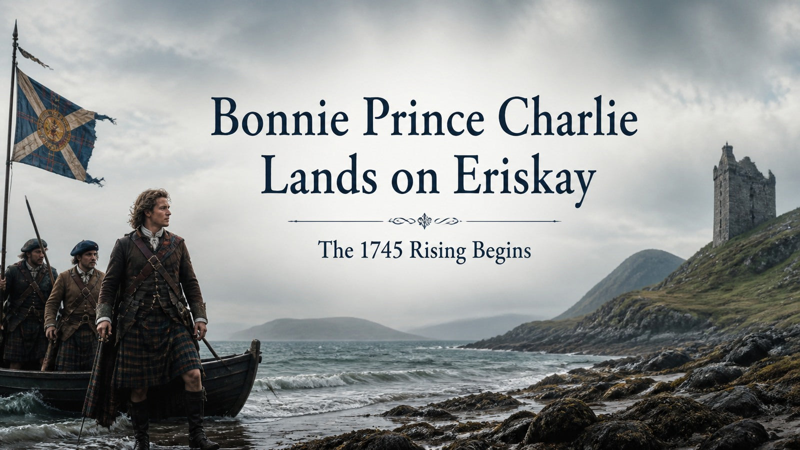 Bonnie Prince Charlie and companions landing on the Hebridean island of Eriskay in 1745