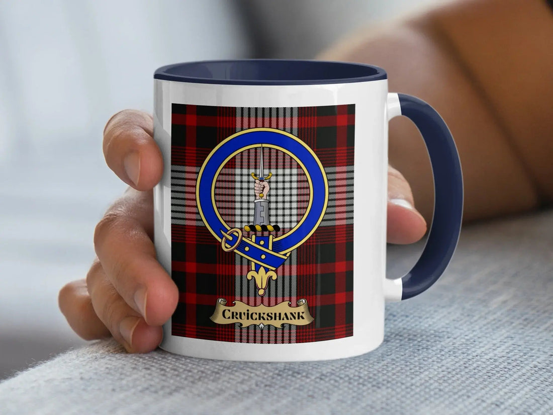 Cruickshank family crest mug, an Aberdeenshire Scottish heritage gift