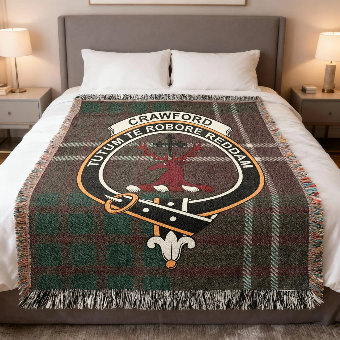 Crawford clan tartan woven blanket — the heirloom pick in our Crawford heritage gift guide