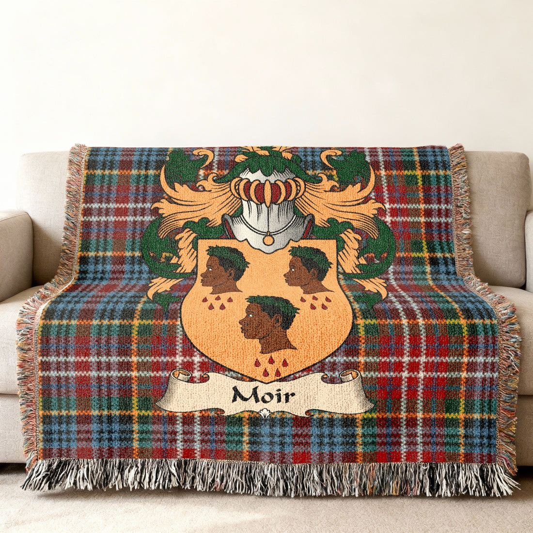 Exact-name Moir heritage design displayed on a woven blanket