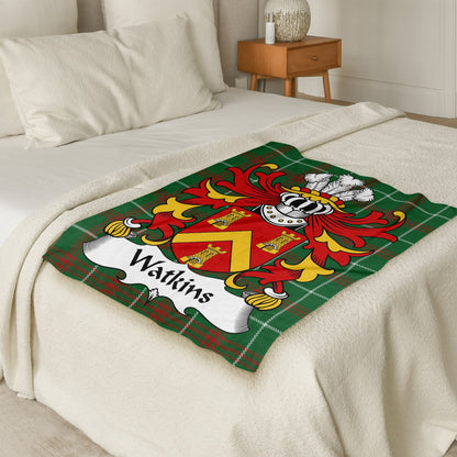 Watkins Welsh Surname Coat of Arms Tartan Blanket - Living Stone Gifts