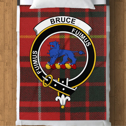 Scottish Clan Bruce Crest Tartan Throw Blanket - Living Stone Gifts