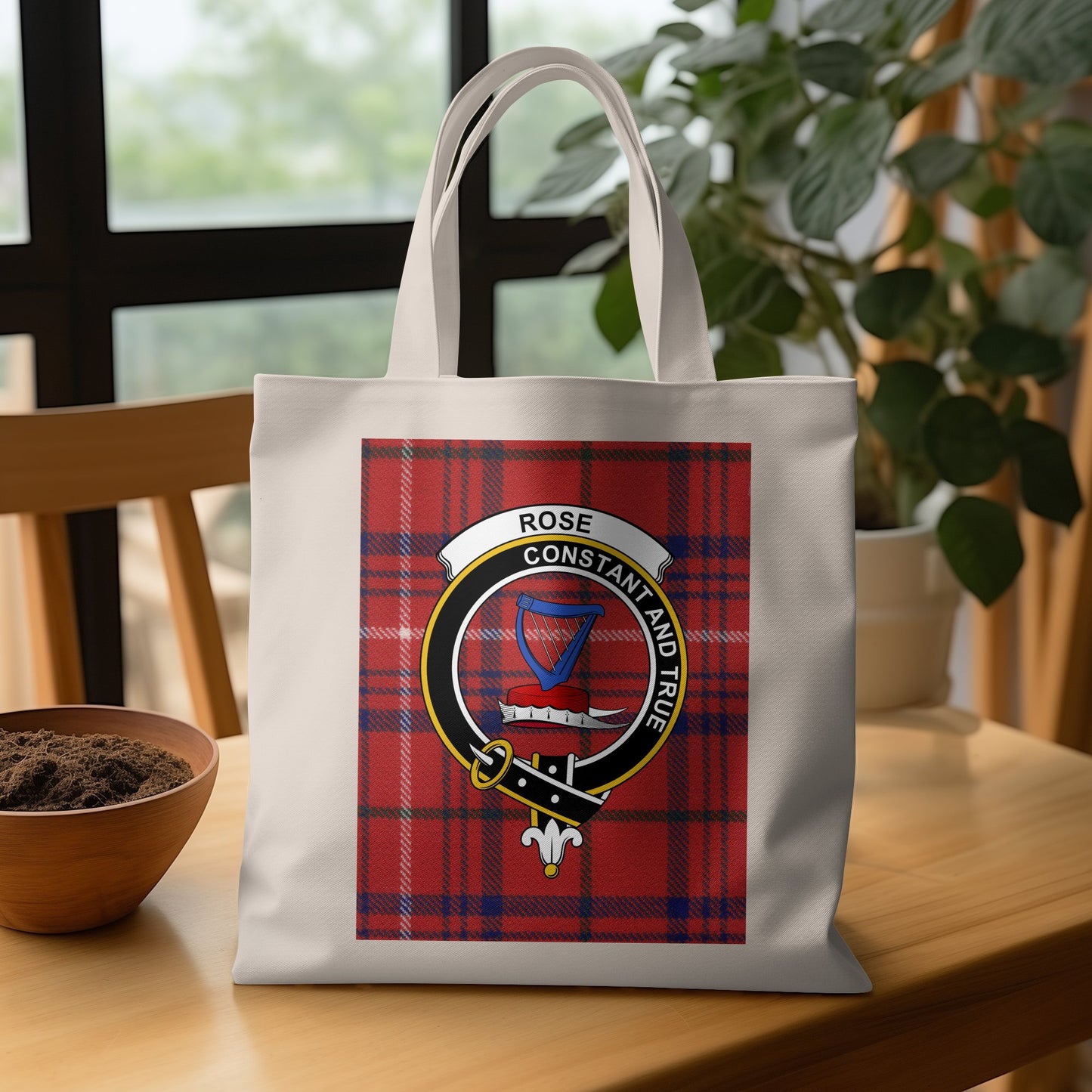 Scottish Rose Tartan Clan Crest Tote Bag - Living Stone Gifts