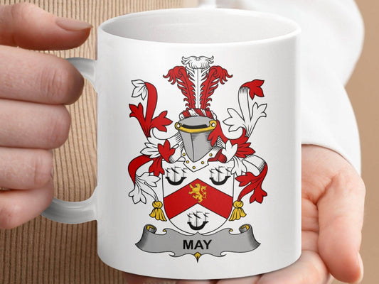 Distinguished May Irish Family Crest Coat of Arms Mug - Celtic Ancestry Gifts