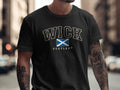 Model wearing the Black Wick Scotland Comfort Colors T-shirt with the Scottish Saltire