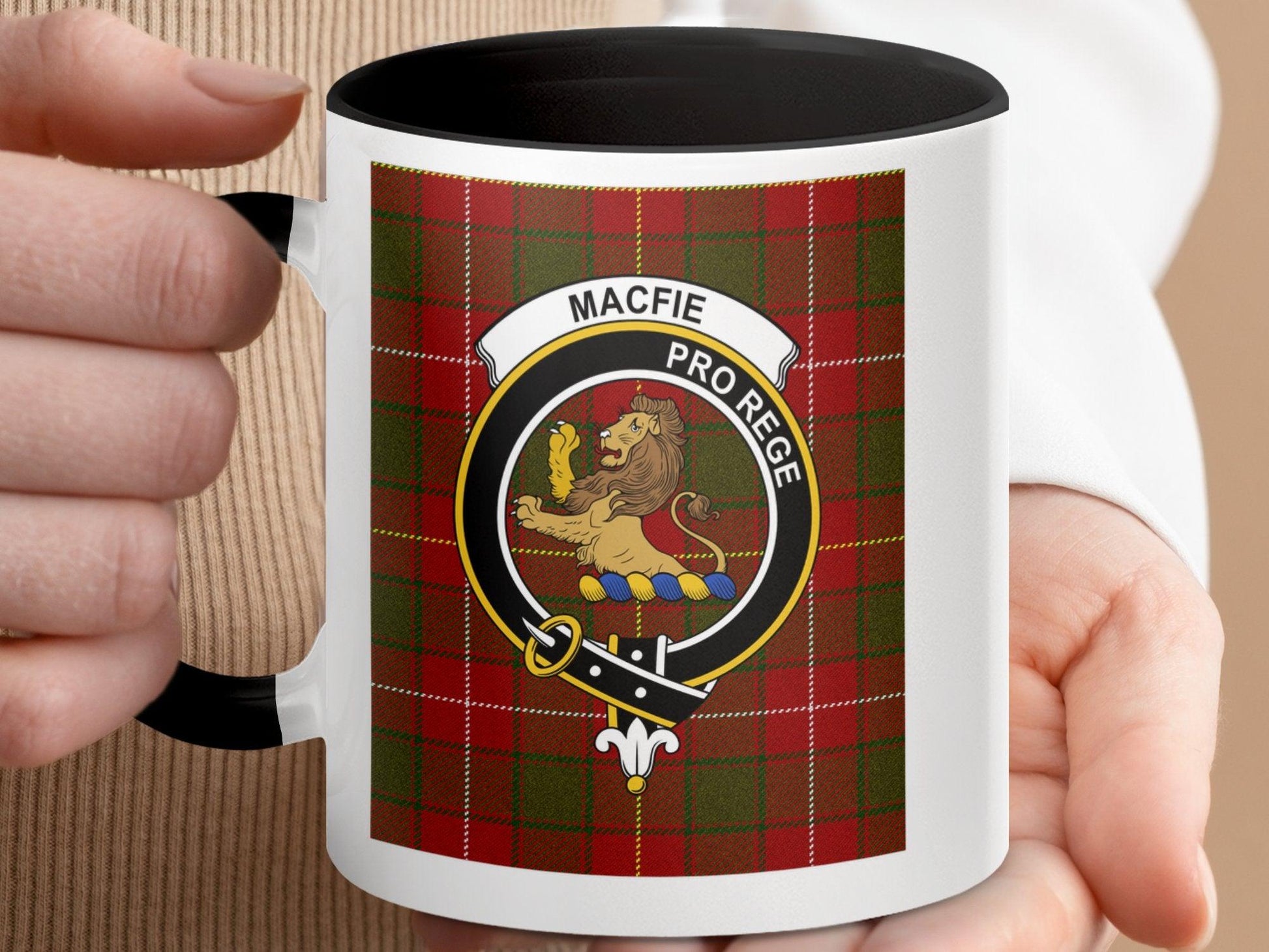 Proud Macfie Crest Tartan Design Scottish Clan Mug - Living Stone Gifts