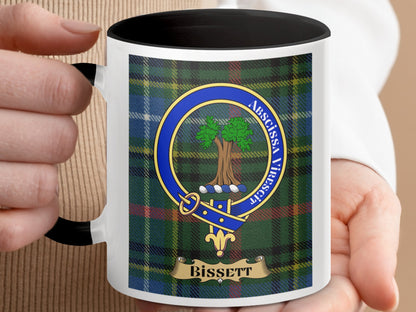 Unique Bissett Emblem Tartan Plaid Design Coffee Mug - Living Stone Gifts