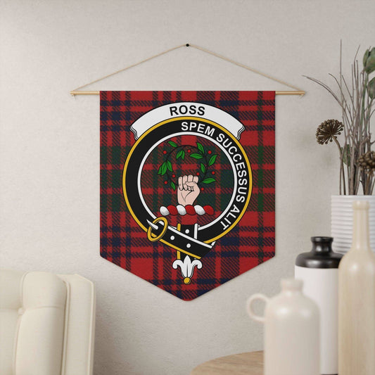 Ross Clan Scottish Tartan Spem Successus Alit Wall Pennant - Celtic Ancestry Gifts