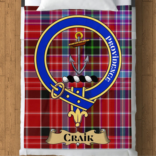 Scottish Clan Craik Providence Tartan Crest Throw Blanket - Living Stone Gifts