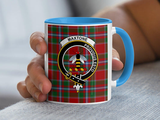 Maxtone Proudibus Esto Scottish Clan Crest Plaid Mug - Living Stone Gifts