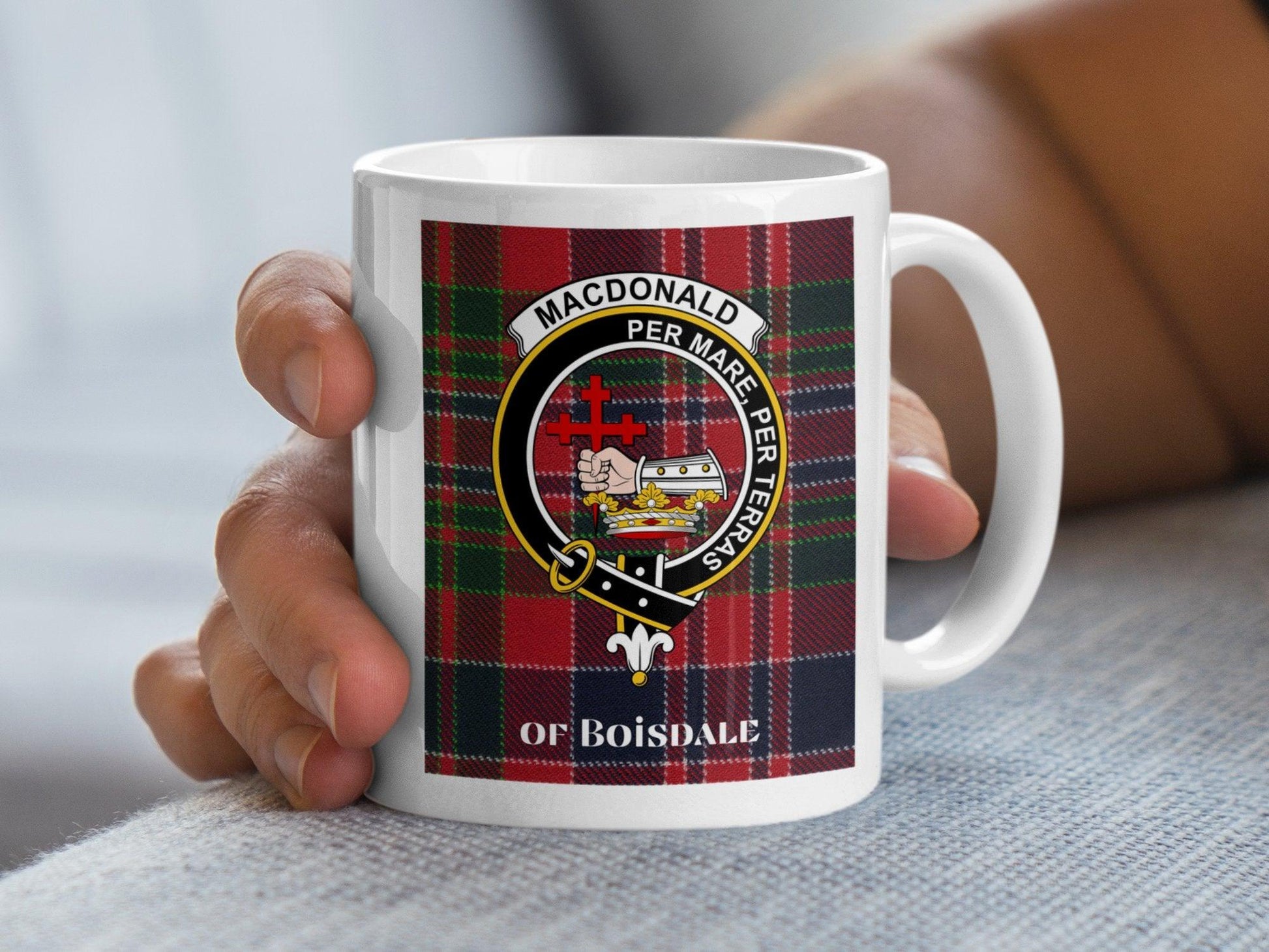 MacDonald Of Boisdale Clan Crest Tartan Plaid Mug - Living Stone Gifts