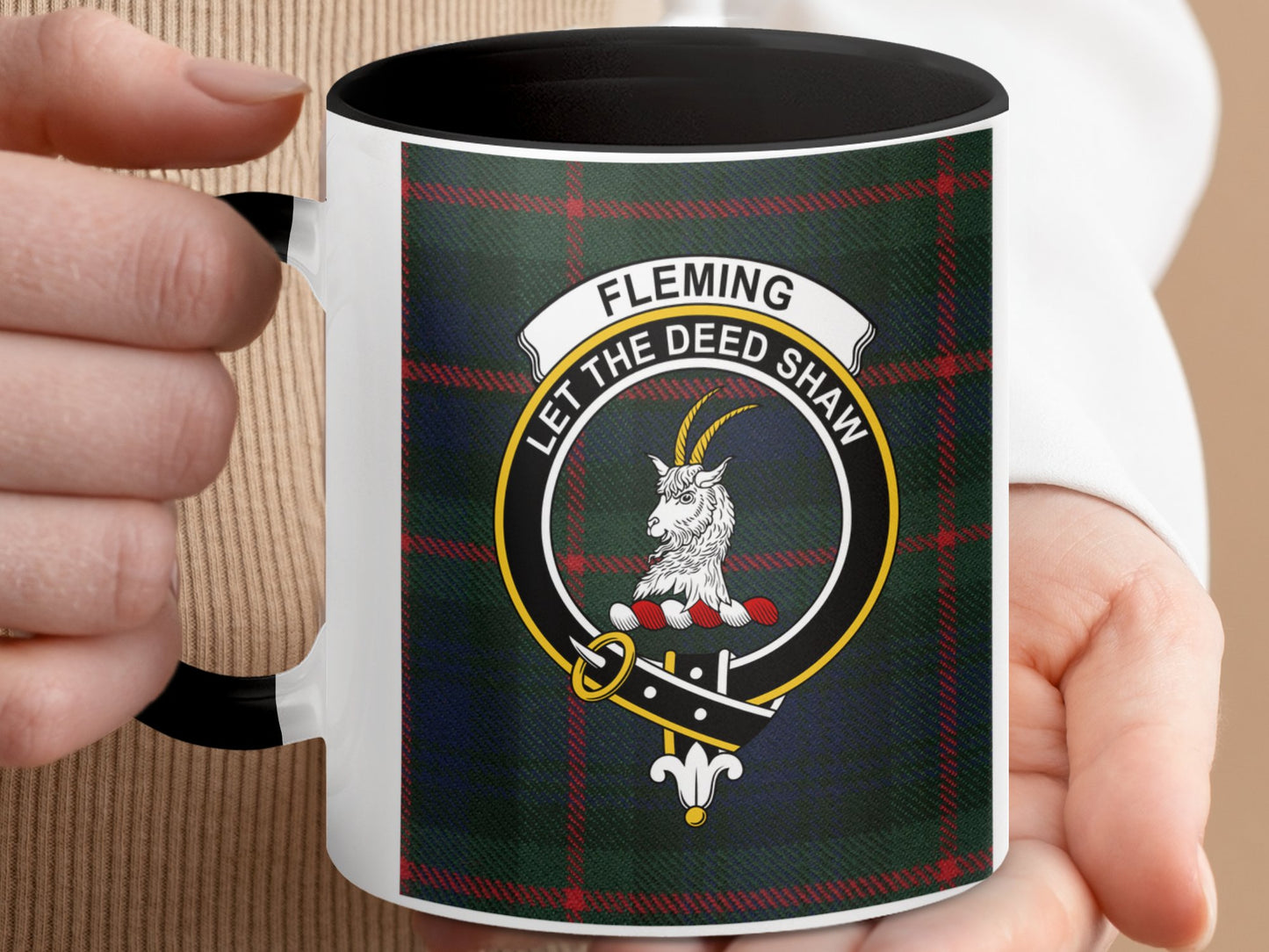 Clan Fleming Scottish Tartan Crest Mug - Living Stone Gifts