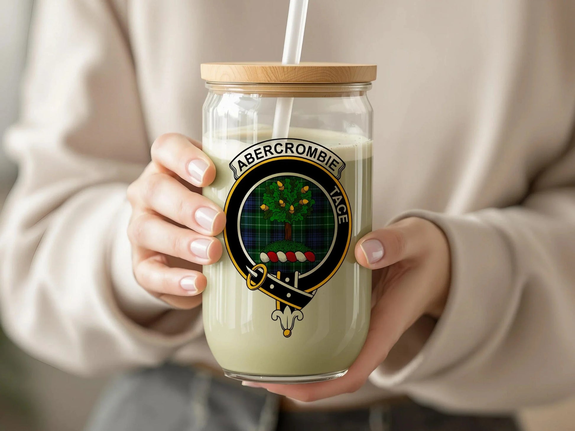 Abercrombie Clan Scottish Tartan Glass Sipper Cup - Celtic Ancestry Gifts